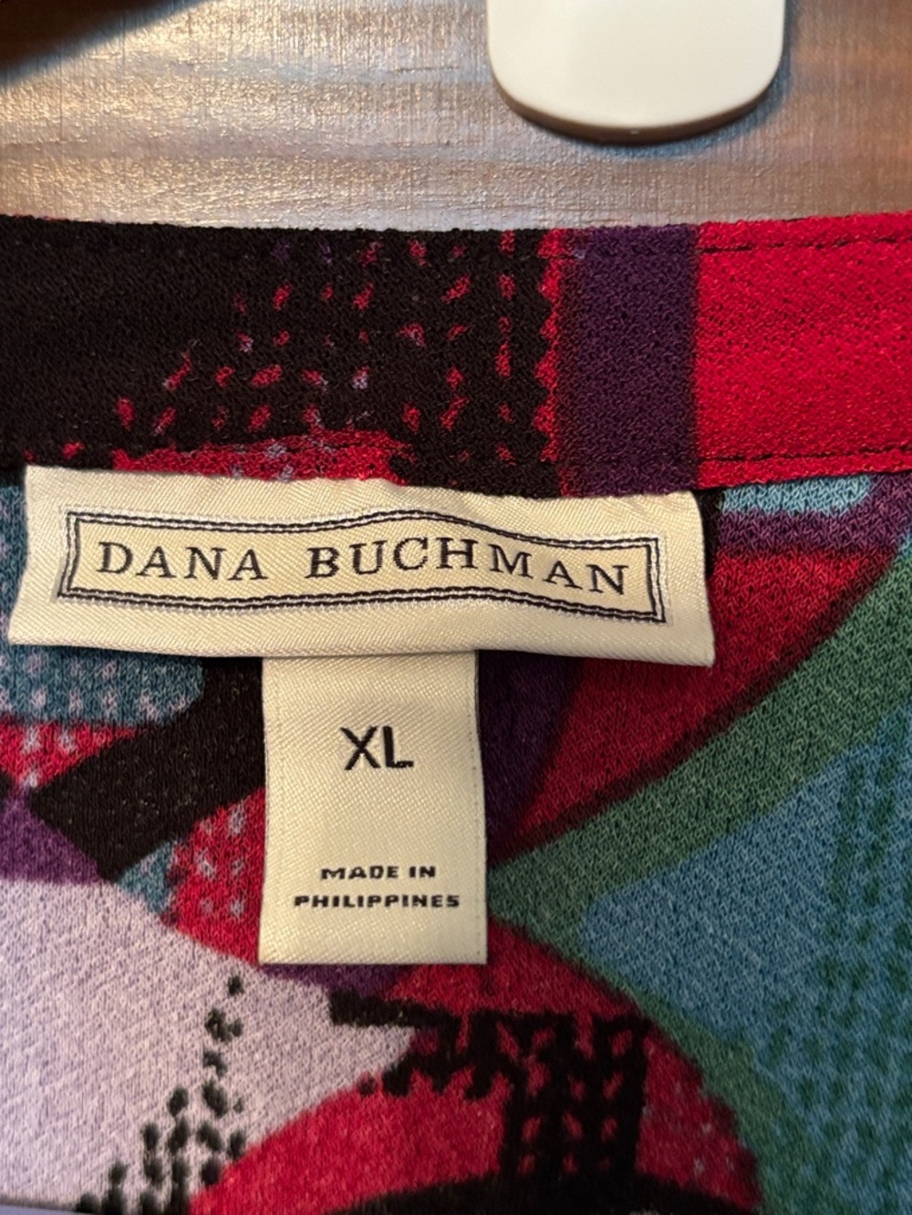 Dana Buchman Abstract Geometric Blouse Purple Teal Pink Women's Size XL - Picture 3 of 6
